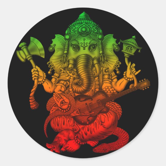 Sticker Rond Ganesha Guitar (Devant)