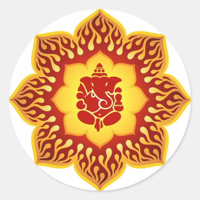 Sticker Rond Ganesha Lotus Design (Devant)