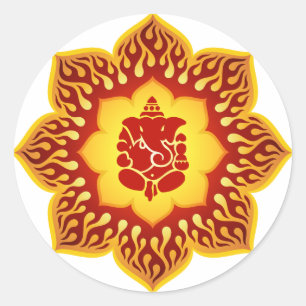 Sticker Rond Ganesha Lotus Design