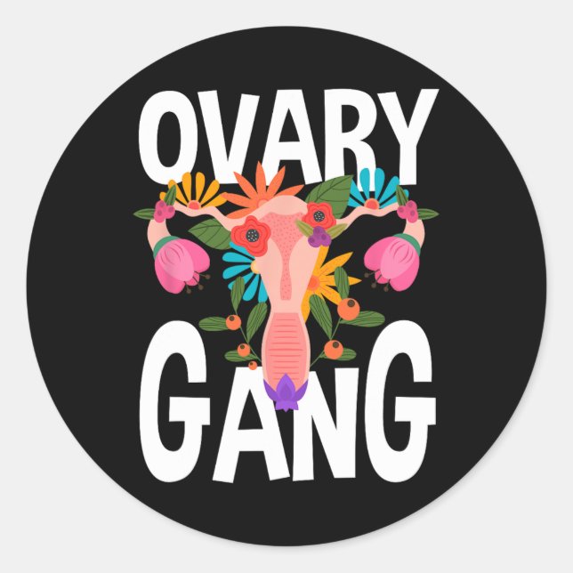 Sticker Rond Gang Uterus Ovarien féminisme féministe (Devant)