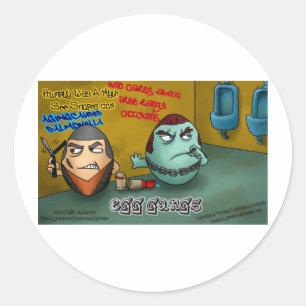Sticker Rond Gangs d'oeufs pourris Drôle Tee - shirt Mugs Carte