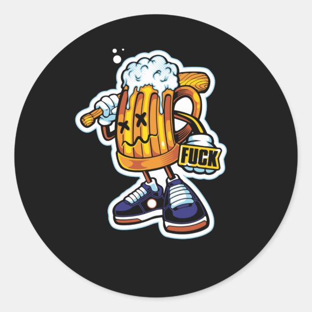 Sticker Rond Gangsta Beer (Devant)