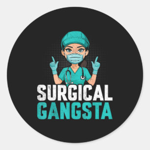 Sticker Rond Gangsta chirurgical technicien technologue de chir