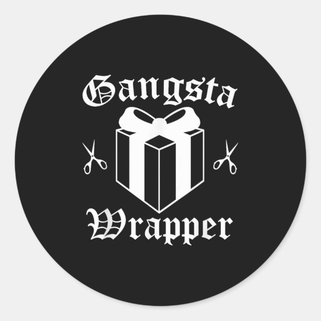 Sticker Rond Gangsta Wrapper Noël (Devant)