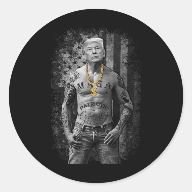 Sticker Rond Gangster Anti Libéral Pro Trump Républicain Premiu (Devant)