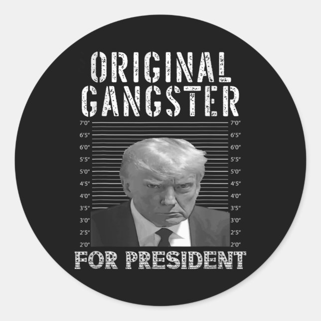 Sticker Rond Gangster pour le président Donald Trump 2024 patri (Devant)