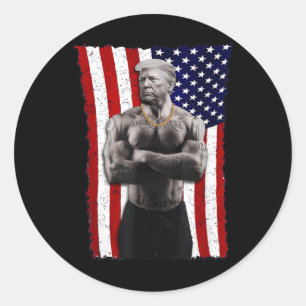 Sticker Rond Gangster Pro Donald Trump Tattoo républicain Améri