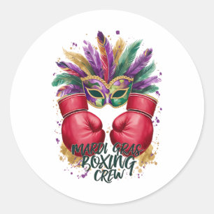 Sticker Rond Gant de boxe festif Mardi Gras Mascarade à plumes