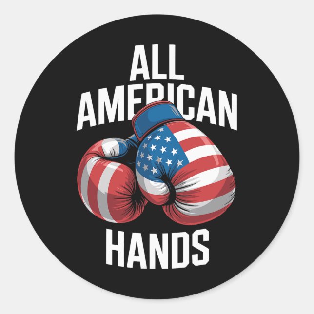 Sticker Rond Gants de boxe All American Hands Patriotique Drape (Devant)