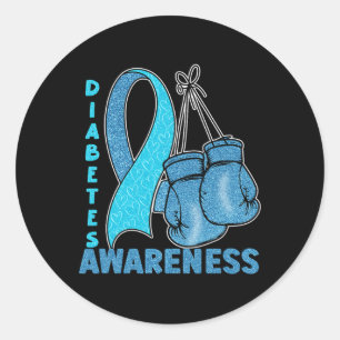 Sticker Rond Gants de boxe bleue Ribbon Sensibilisation au diab