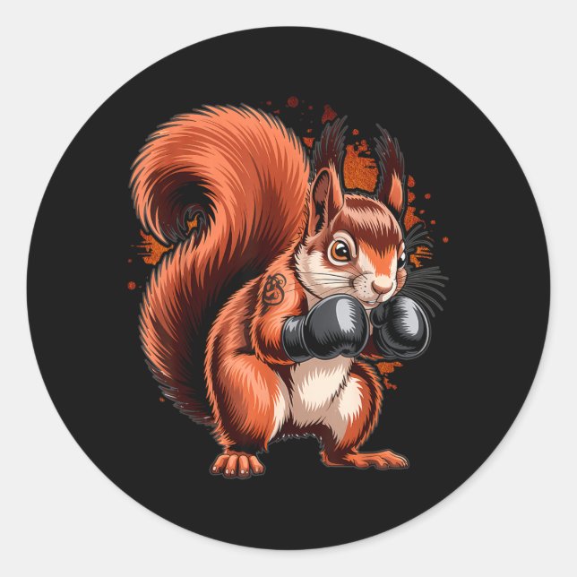 Sticker Rond Gants de boxe Boxing Squirrel Boxe Kickboxing MMA (Devant)