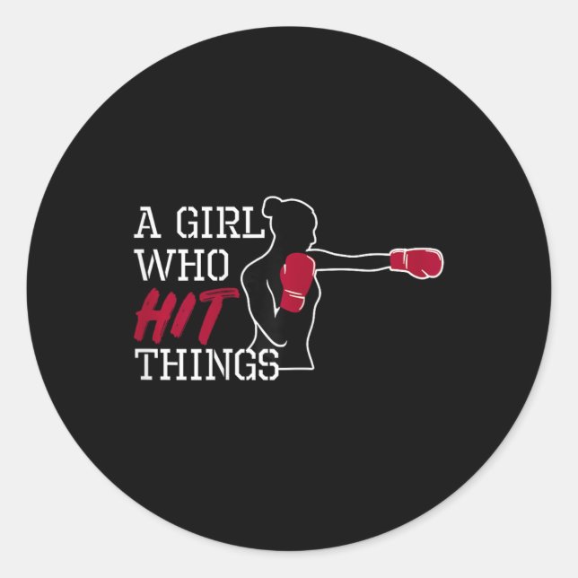 Sticker Rond Gants de boxe de kickboxing pour femmes dames fill (Devant)