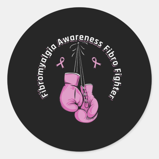Sticker Rond Gants de boxe de sensibilisation Fibro chasseur (Devant)