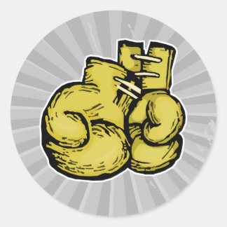 Sticker Rond gants de boxe dorés graphique