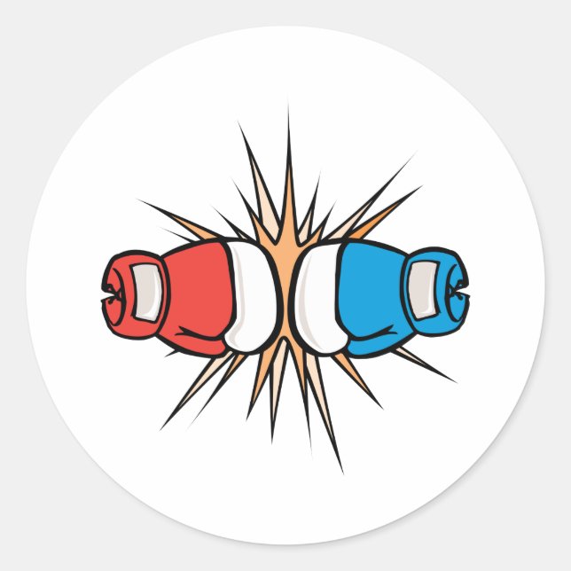 Sticker Rond gants de boxe en collision (Devant)