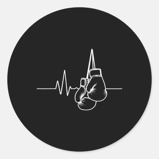 Sticker Rond Gants De Boxe Et Coeur (Devant)