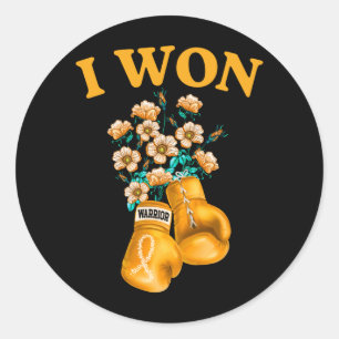 Sticker Rond Gants de boxe gagnés Survivant Ruban d'or Enfance