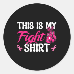 Sticker Rond Gants De Boxe Pink Ribbon Cancer Du Sein C'Est Mon
