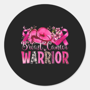Sticker Rond Gants de boxe Pink Ribbon Cancer du sein guerrier