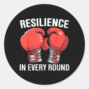 Sticker Rond Gants de boxe résilients à chaque round