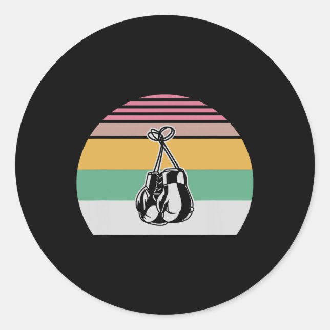 Sticker Rond Gants de boxe rétro Sunset Design 2 (Devant)