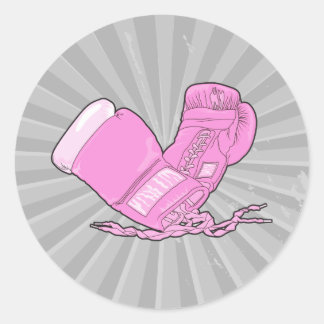 Sticker Rond gants de boxe rose vecteur