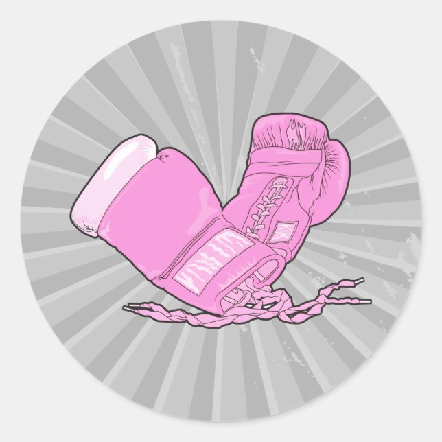 Sticker Rond gants de boxe rose vecteur (Devant)