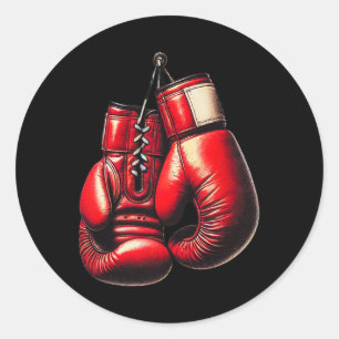 Sticker Rond Gants de boxe Rouge Boxe Sport Boxeur Kickboxing