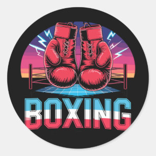 Sticker Rond Gants de boxe vintage des années 90 Boxeur Combatt
