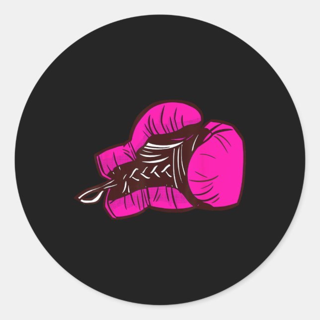 Sticker Rond Gants En Boxe Rose I Fille En Boxe (Devant)