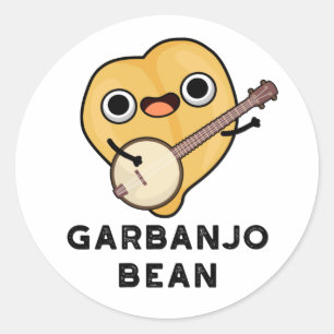 Sticker Rond Gar banjo Bean Funny Garbanzo Banjo Pun
