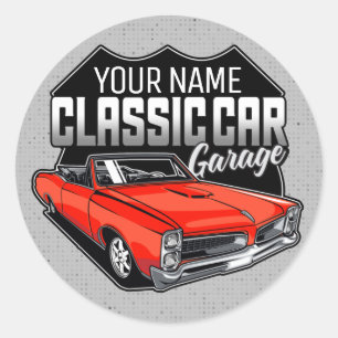 Sticker Rond Garage de voiture classique convertible personnali