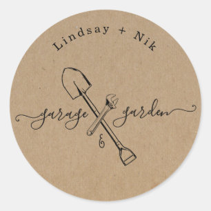 Sticker Rond Garage & Jardin Mariée / Douche pour couple