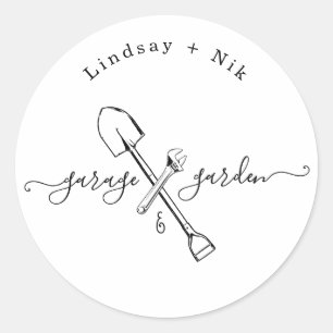 Sticker Rond Garage & Jardin Mariée / Douche pour couple