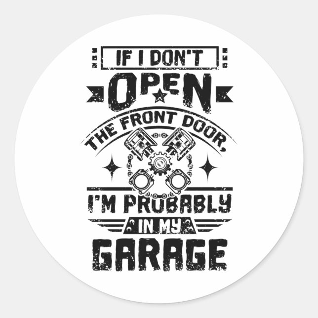 Sticker Rond Garage mécanique (Devant)