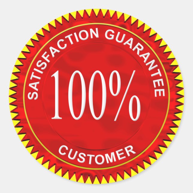 Sticker Rond Garantie de satisfaction en Rouge Chrome (Devant)