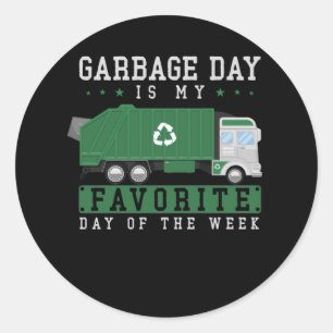 Sticker Rond Garbage Truck Enfants Garçons Recyclage Camion