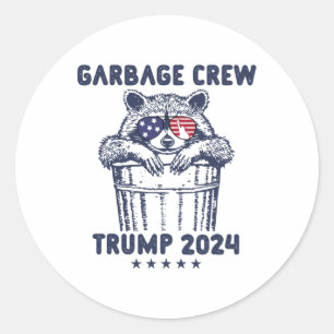 Sticker Rond Garbyge Crew Trump Gargman Dans Trash Truck Ellist