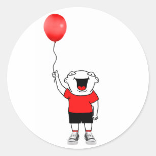 Sticker Rond Garçon à ballon