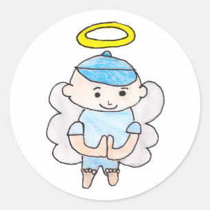 Sticker Rond Garçon Angel