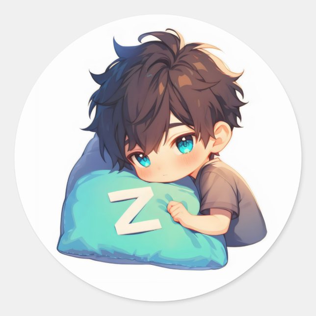 Sticker Rond Garçon d'anime lettre Z (Devant)