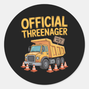 Sticker Rond Garçon d'anniversaire Trois Ans Ternaire Const