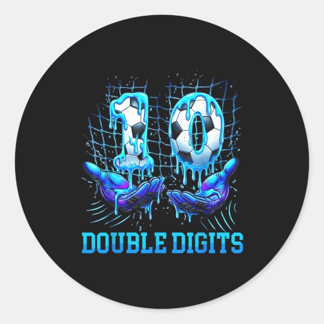 Sticker Rond Garçon de 10 ans à double chiffre pour anniversair (Devant)