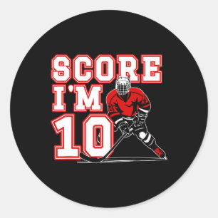 Sticker Rond Garçon de 10 ans pour le hockey sur glace pour son
