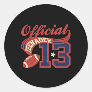 Sticker Rond Garçon de 13 ans, adolescent officiel 13 ans