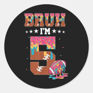 Sticker Rond Garçon de 5 ans pour son anniversaire Football Gla