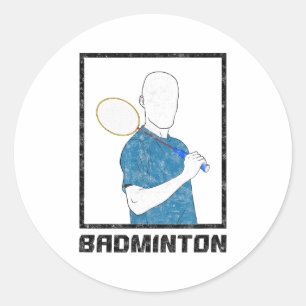 Sticker Rond Garçon de badminton raquette sport homme coups