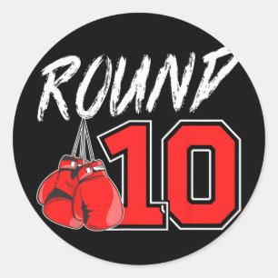 Sticker Rond Garçon de boxe pour 10 ans 10 ans Boxeur Bday Pa