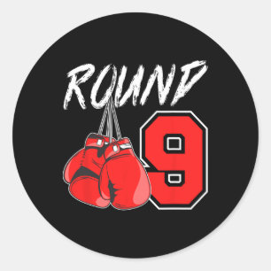 Sticker Rond Garçon de boxe pour 9 ans Anniversaire Boxeur 9 An