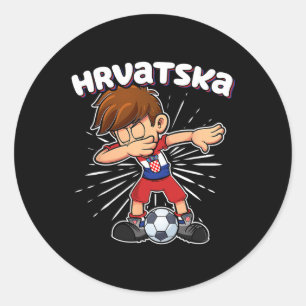 Sticker Rond Garçon de football Dabbing Croatie Maillot Hrvatsk